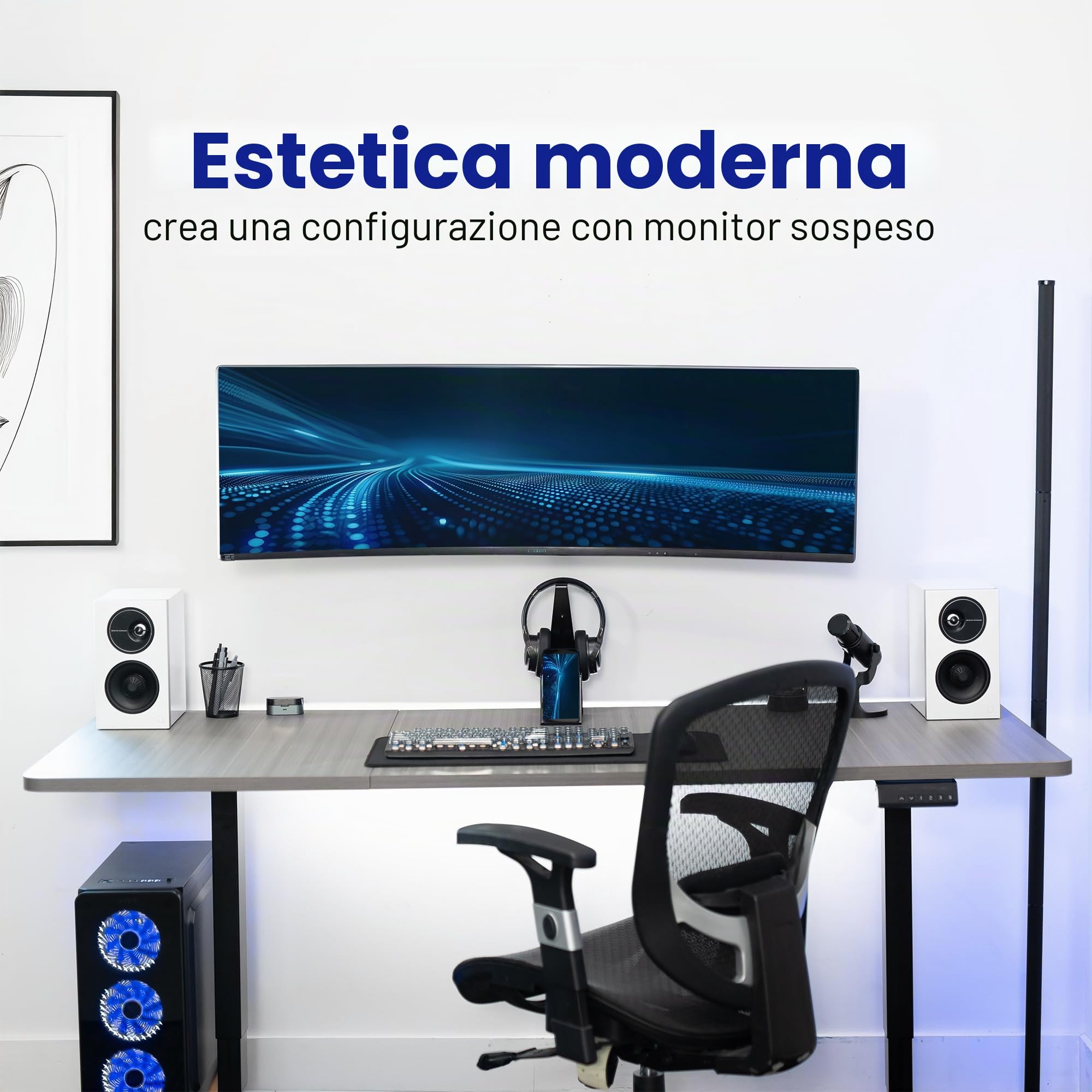 VIVO MOUNT-VW01MW - Supporto da parete Full Motion per TV LCD LED e schermi fino a 27", inclinabile e girevole, VESA max 100 x 100 mm, colore: bianco
