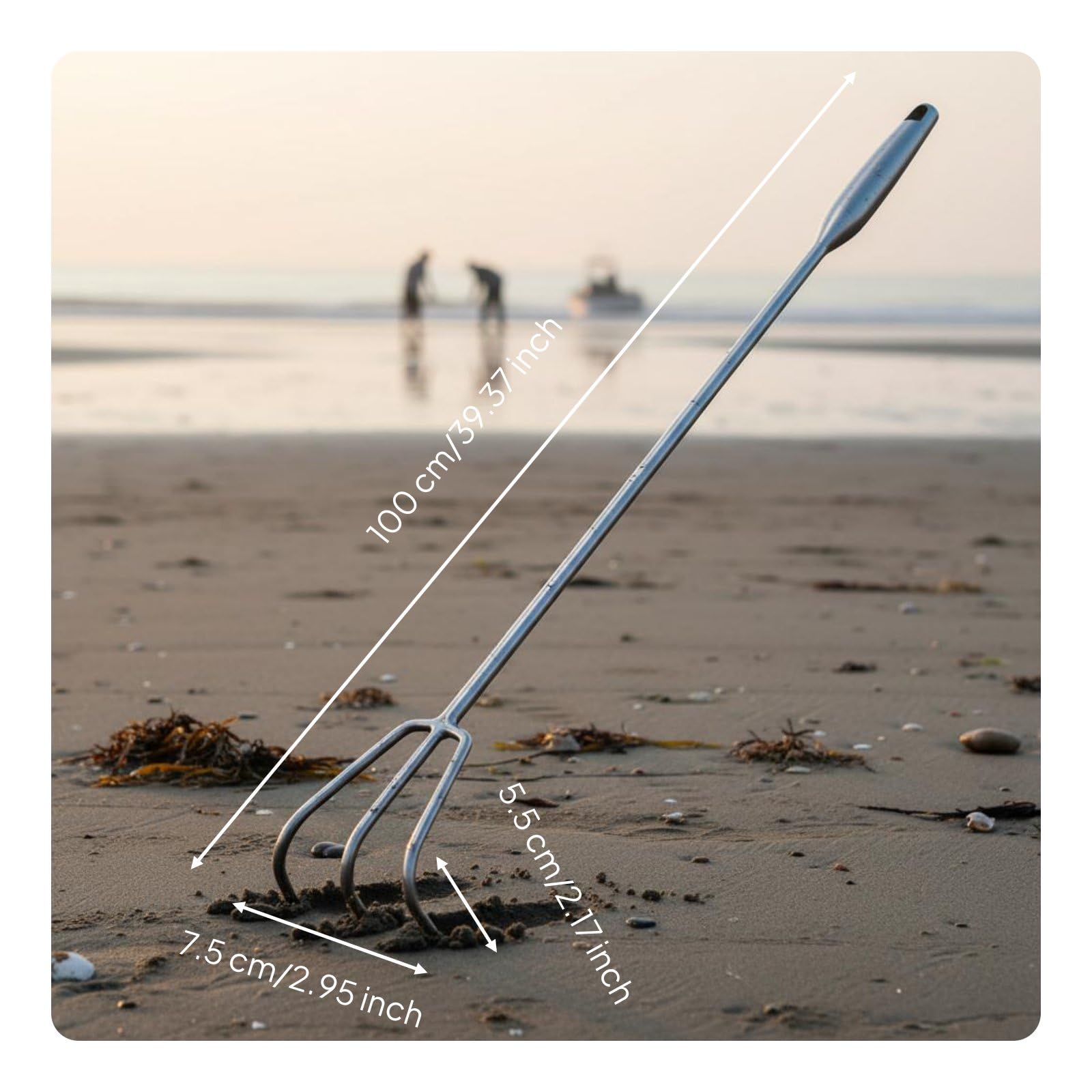 Rastrello Agricolo Rastrello da Orto Zappa Manuale Coltivatore in Acciaio Inox Anti Ruggine Denti Conici per Suoli Compatti Manico Ergonomico Attacco , 100CM , 3 Denti