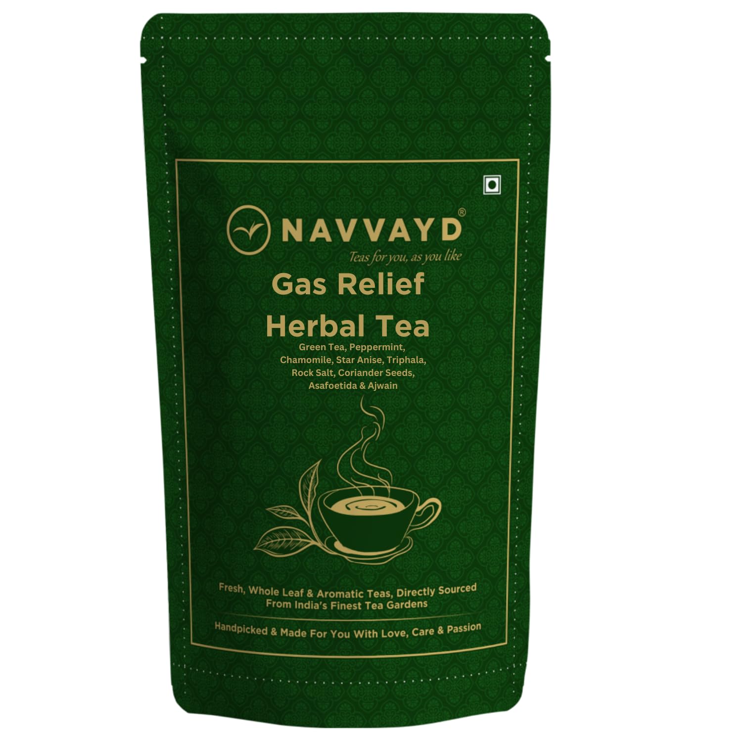NAVVAYD Gas Relief Herbal Tea (100 Grams, 50 Cups), Delicious & Healthy Tea with Natural Ingredients