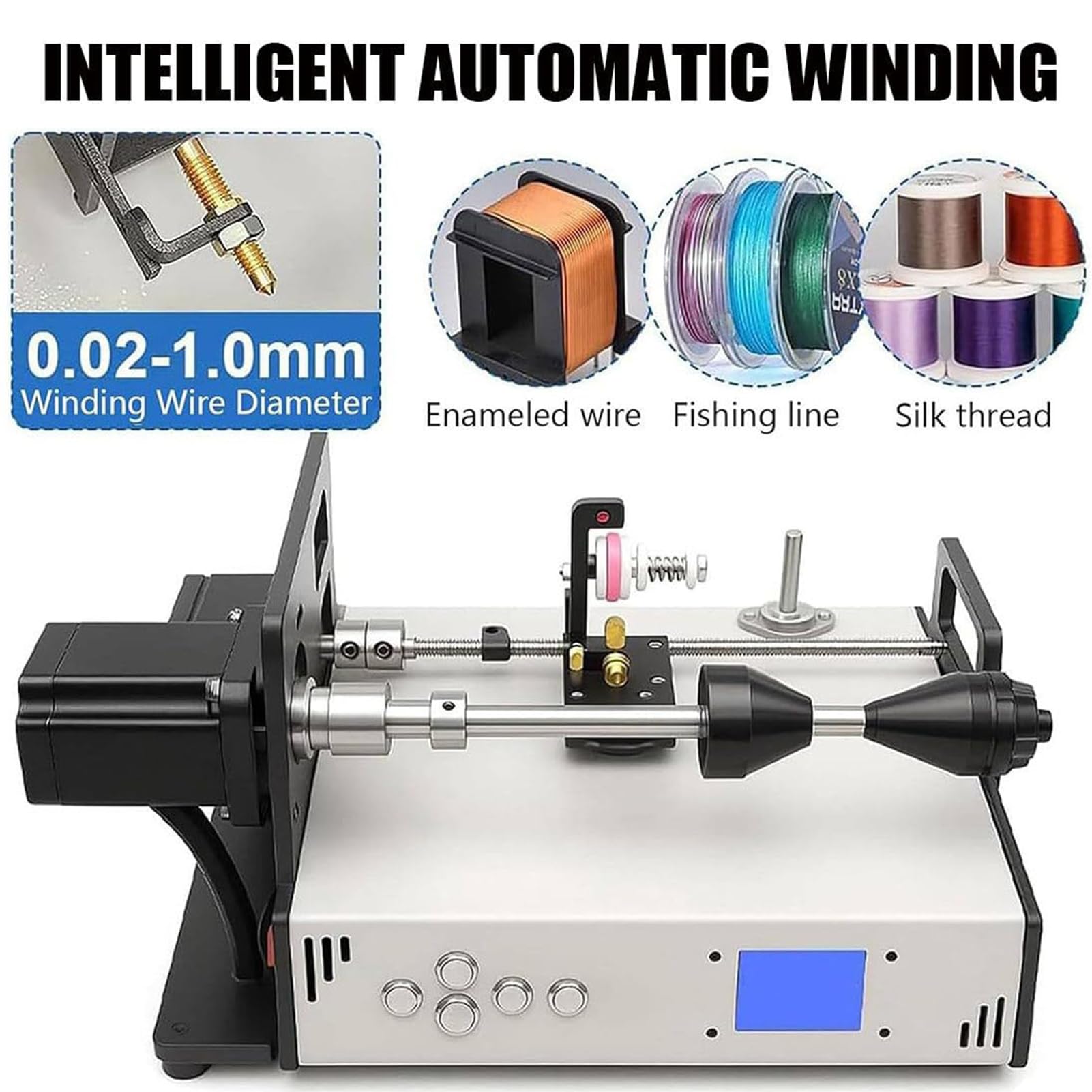 Automatyczna Maszyna Do Nawijania Cewek Cnc, Szybka Nawijarka Drutu 900rpm | Nawijarka Kabli do Wzmacniaczy Lampowych, Precyzja 0,01mm, Silnik o Momencie 2,3nm, do Transformatorów, Dławików i Cewek