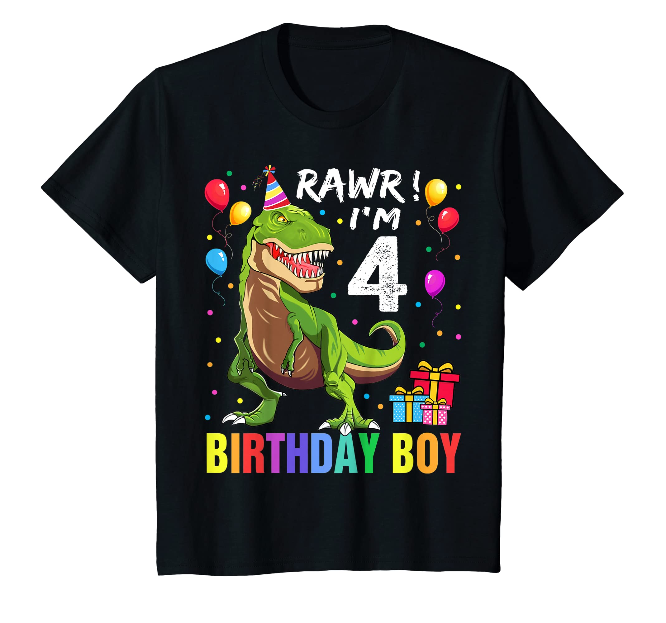 Birthday Boy 4 Dinosaur ShirtsKids 4 Year Old 4th Birthday Boy T Rex Dinosaur T-ShirtOEKO-TEX STANDARD 100