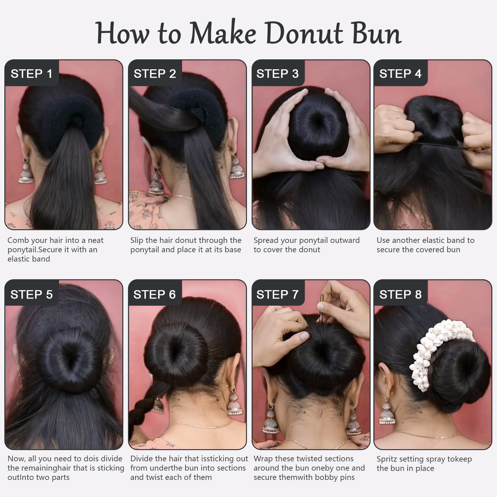HOFASON 24 anillos grandes para moño de pelo para estilo ballet, moldeadores de donas para mujeres y niñas, pelo largo y grueso (tamaño L/3.54 pulgadas, marrón)