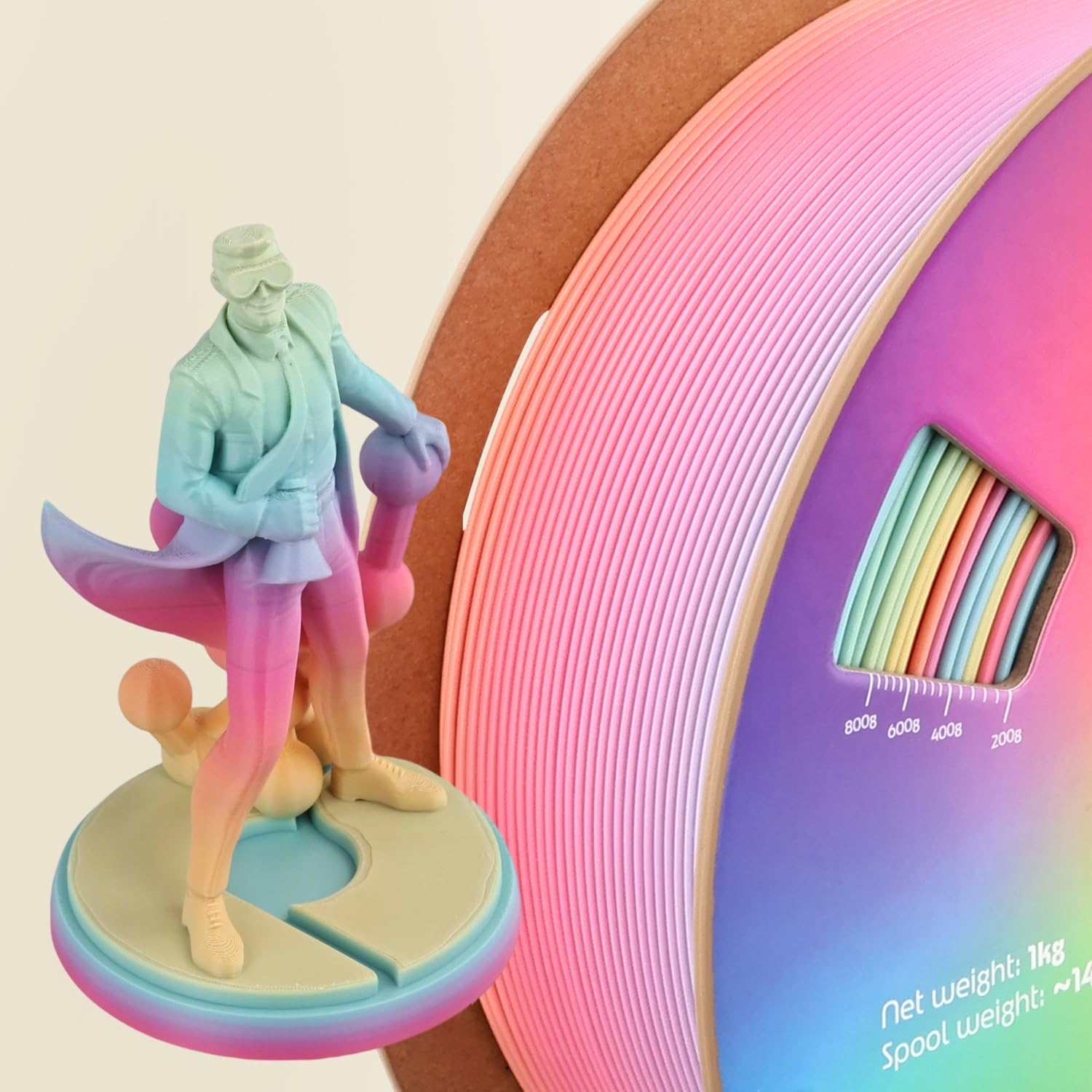 Polymaker Panchroma Gradient Satin Rainbow 3D Printer PLA Filament 1.75mm, Multicolor 3D Printing PLA Filament, 1kg Spool (2.2lbs) - Image 4