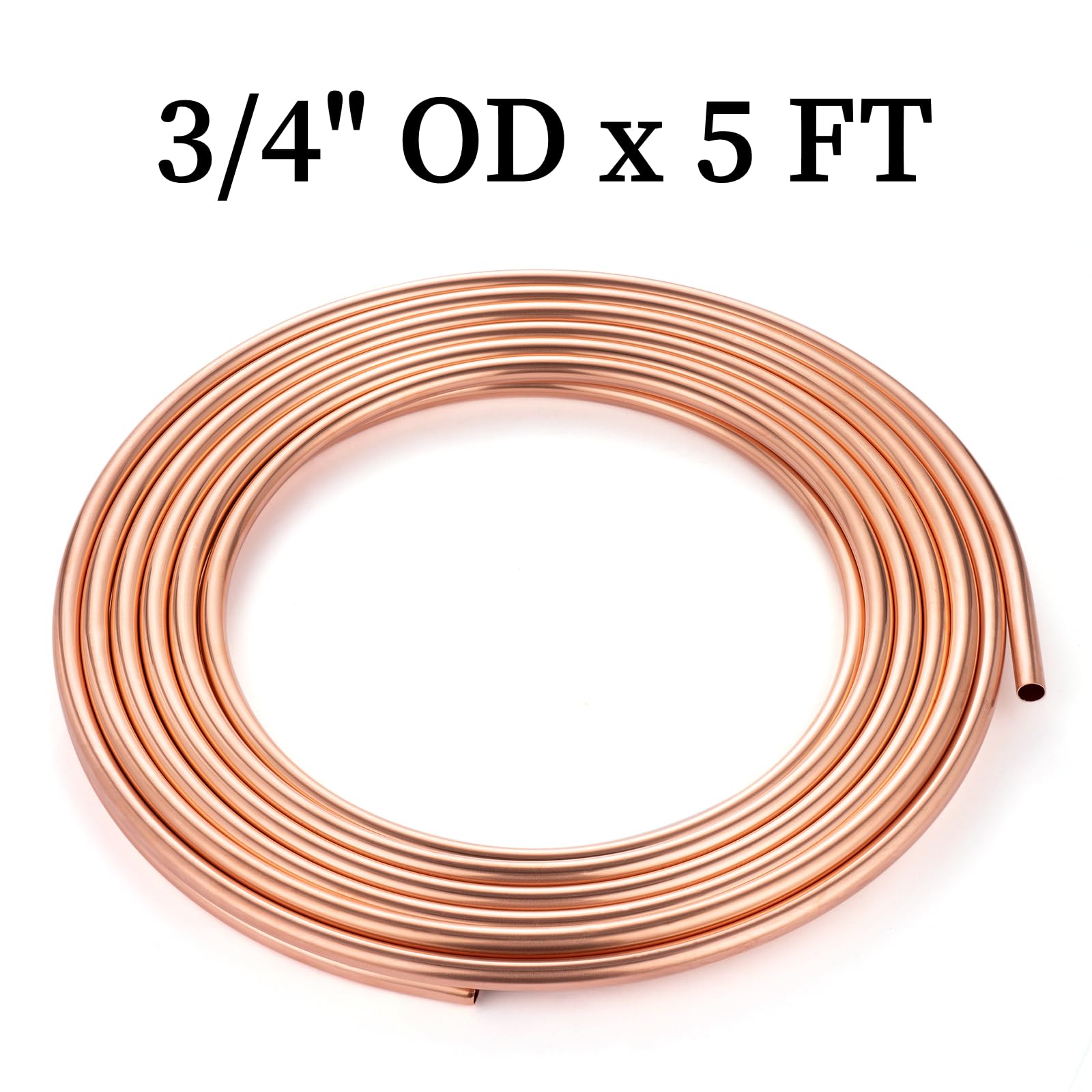 GOORY Tubo de cobre de 3/4 pulgadas de diámetro exterior x 0.67 pulgadas de diámetro interior x 5 pies – 99.9% C12200 Tubo ACR puro – ASTM B280 Refrigeración T2 Tubo de cobre suave – Tubo redondo sin