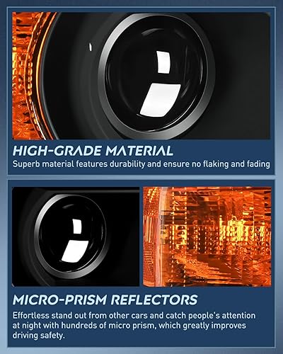 Miniatura 6 de Nilight Conjunto de faros delanteros compatible con GMC Sierra 1500 2500HD 3500HD 3500HD 2014 2015 2016 2016 2017 2018 Base negra, reflector ámbar,