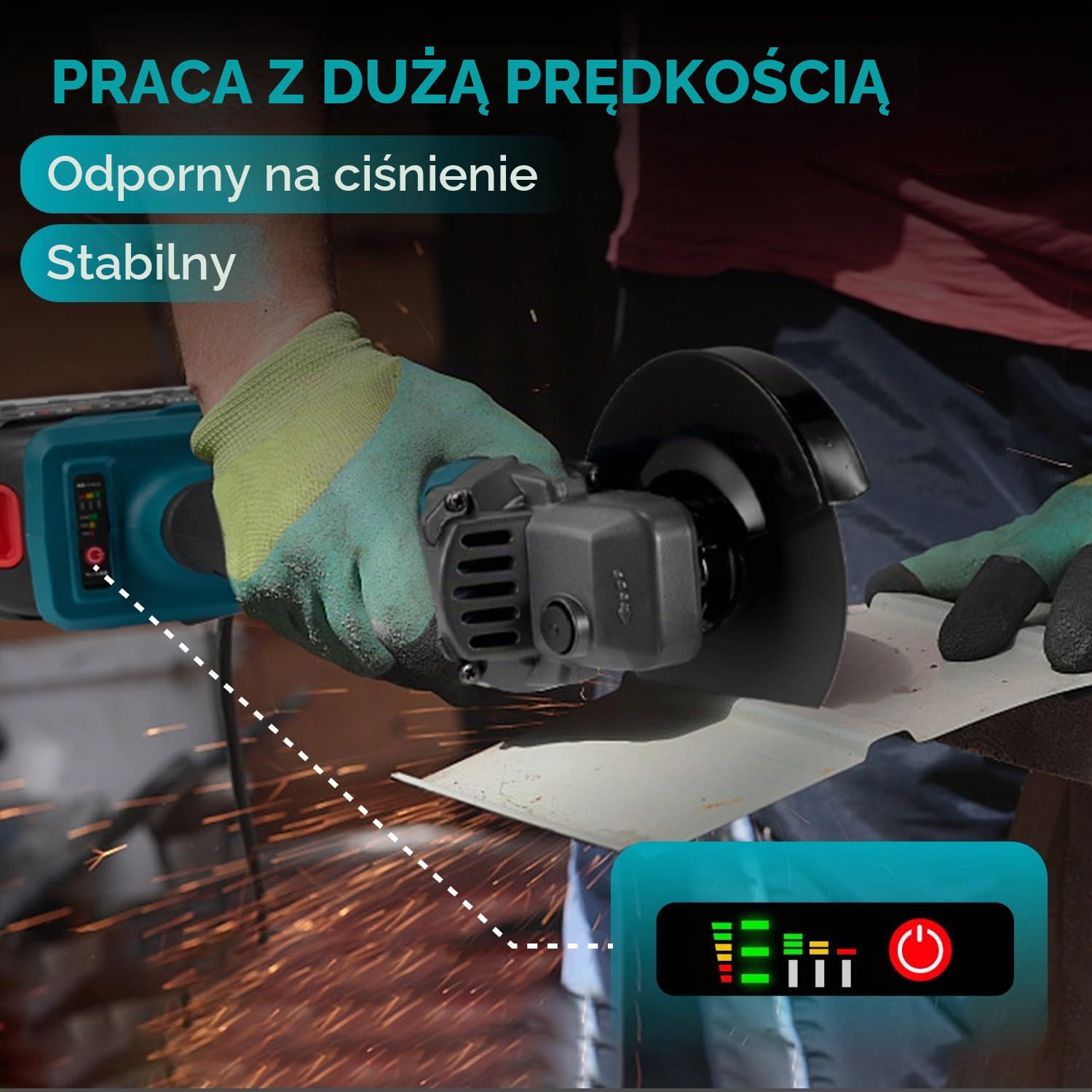 Yofidra Bezprzewodowa Szlifierka Kątowa 125mm - Zestaw Szlifierki 3 Prędkości z 2 Akumulatorami 3.0Ah, 3 Tarcze Tnące, Szlifierka 21V 5600rpm do Cięcia i Szlifowania Metalu, Płytek i Kamienia
