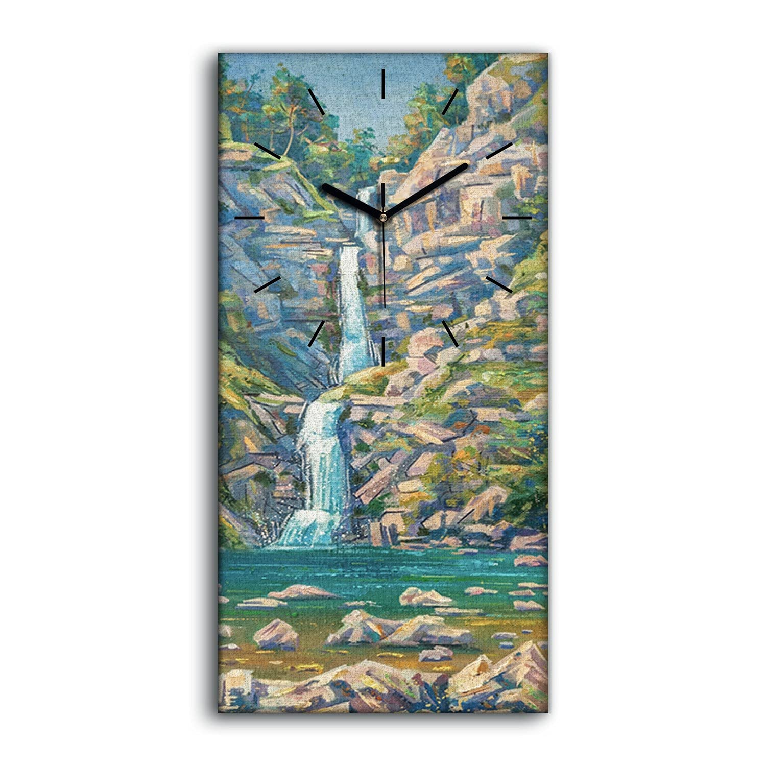 Horloge sur toile zen avec cascade d'eau decoration murale calme chambre