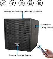 Vista 2 de PRORECK Club AB - Sistema de altavoces PA de 12 pulgadas con sistema de altavoces PA alimentados con Bluetooth/USB/tarjeta SD/control remoto