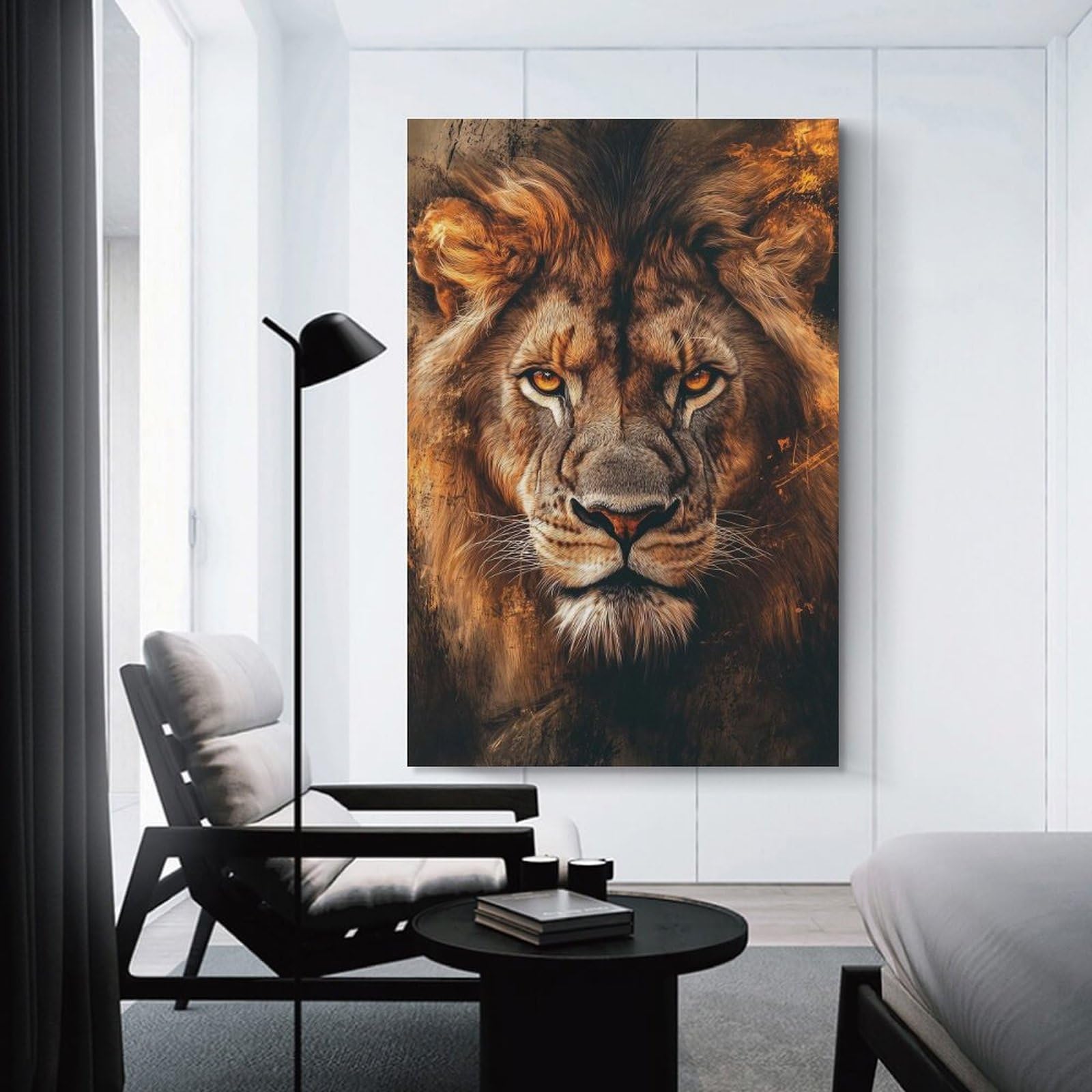 Junmoney Unframe-Style-9 Lion Portrait Canvas Art Print 12X18inch(30X45cm), For Apartment Walls, Studios Or Work Areas, An Easy Choice For New Home Styling