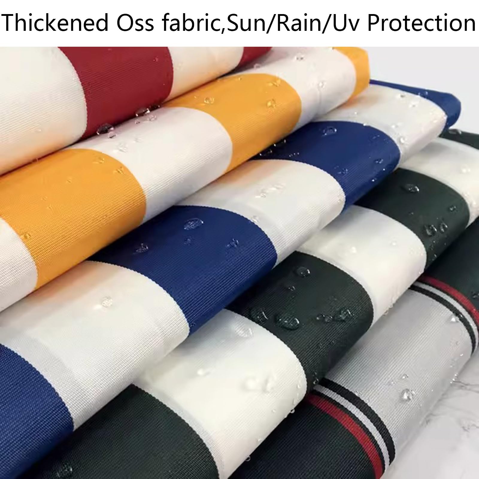 Tela retráctil de repuesto para toldo de patio, 100 % impermeable, poliéster de 280 g, para paraguas, tamaño 2 x 1,5 m, diseño de rayas blancas y negras