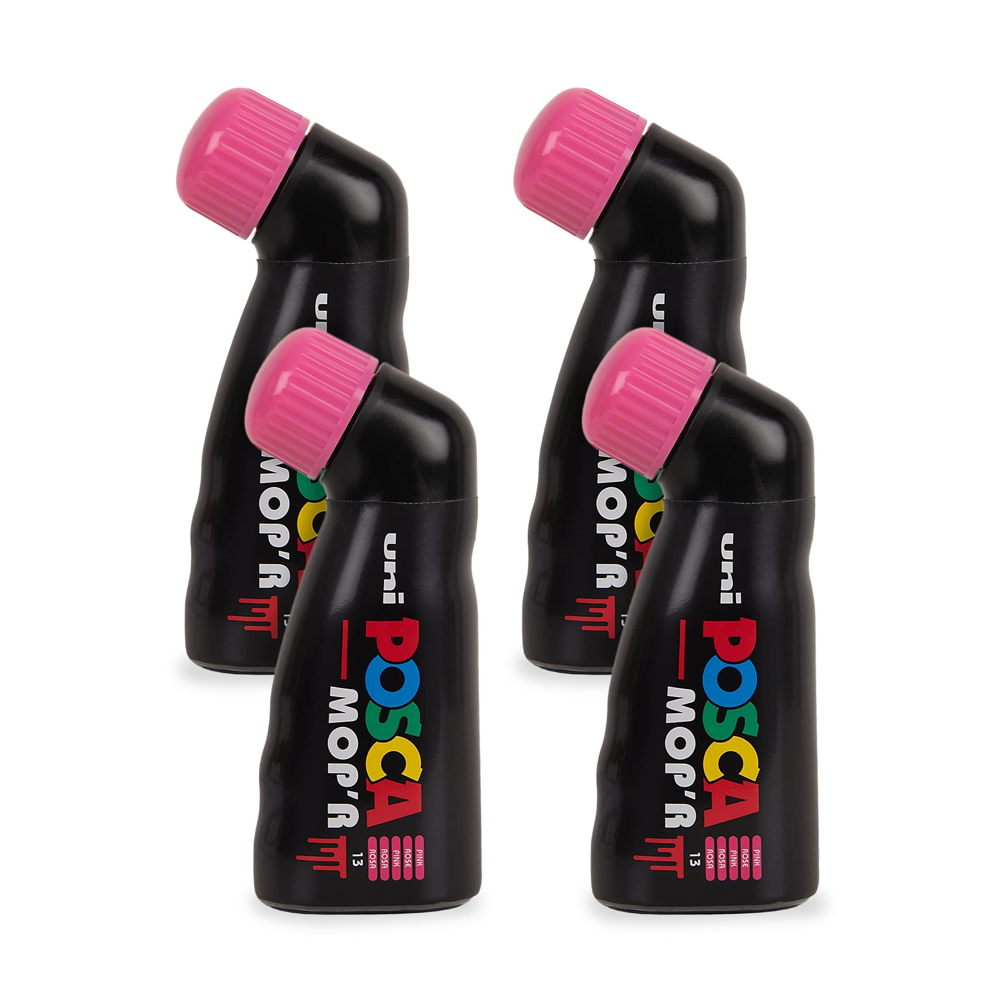 POSCA - Uni Mitsubishi Pencil - Rotulador Posca MOP'R - Punta redonda XXL 3-19 mm - Forma ergonómica, cuerpo semirrígido - Marcador de pintura a base de agua - Todo soporte - Rosa X4