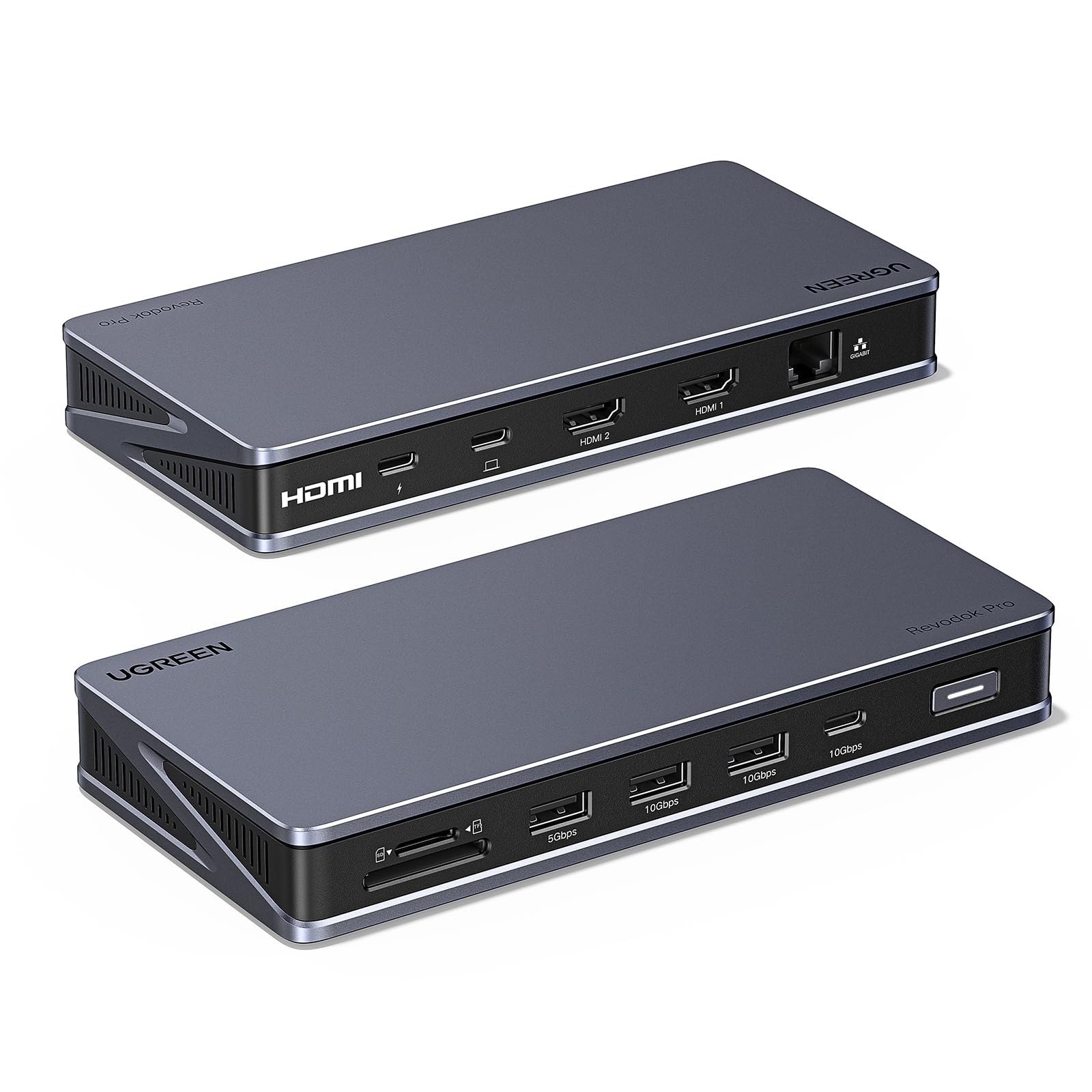 UGREEN Revodok Pro 2101 Docking Station 10 en 1 4K Double Affichage Hub USB C Dual HDMI Multi Data Ports 10Gbps Adaptateur RJ45 Gigabit PD 100W Compatible avec Windows MacOS MacBook