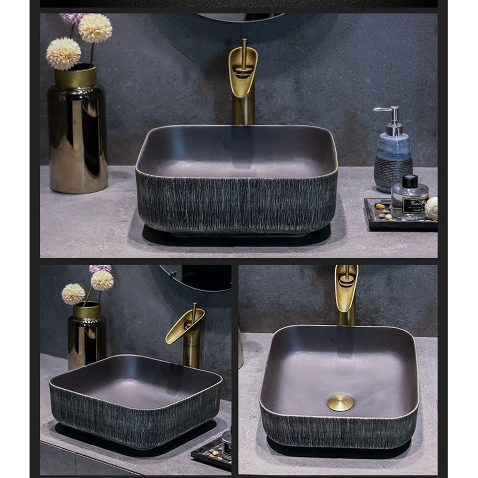 Lavabo De Encimera De Cerámica Accesorios Lavabo De Cerámica Pequeño para Baño Lavabo De Tocador De Cerámica Lavabo Redondo Simple Lavabos De Baño Retro Lavabos para Patio Al Aire