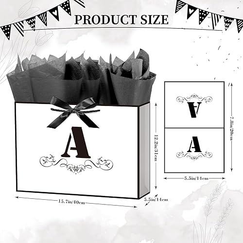 Miniatura 2 de ysmile Bolsa de regalo de letras con papel de envoltura para hombres, mujeres, niños y niñas, bolsa de papel grande de 12 pulgadas de color blanco y