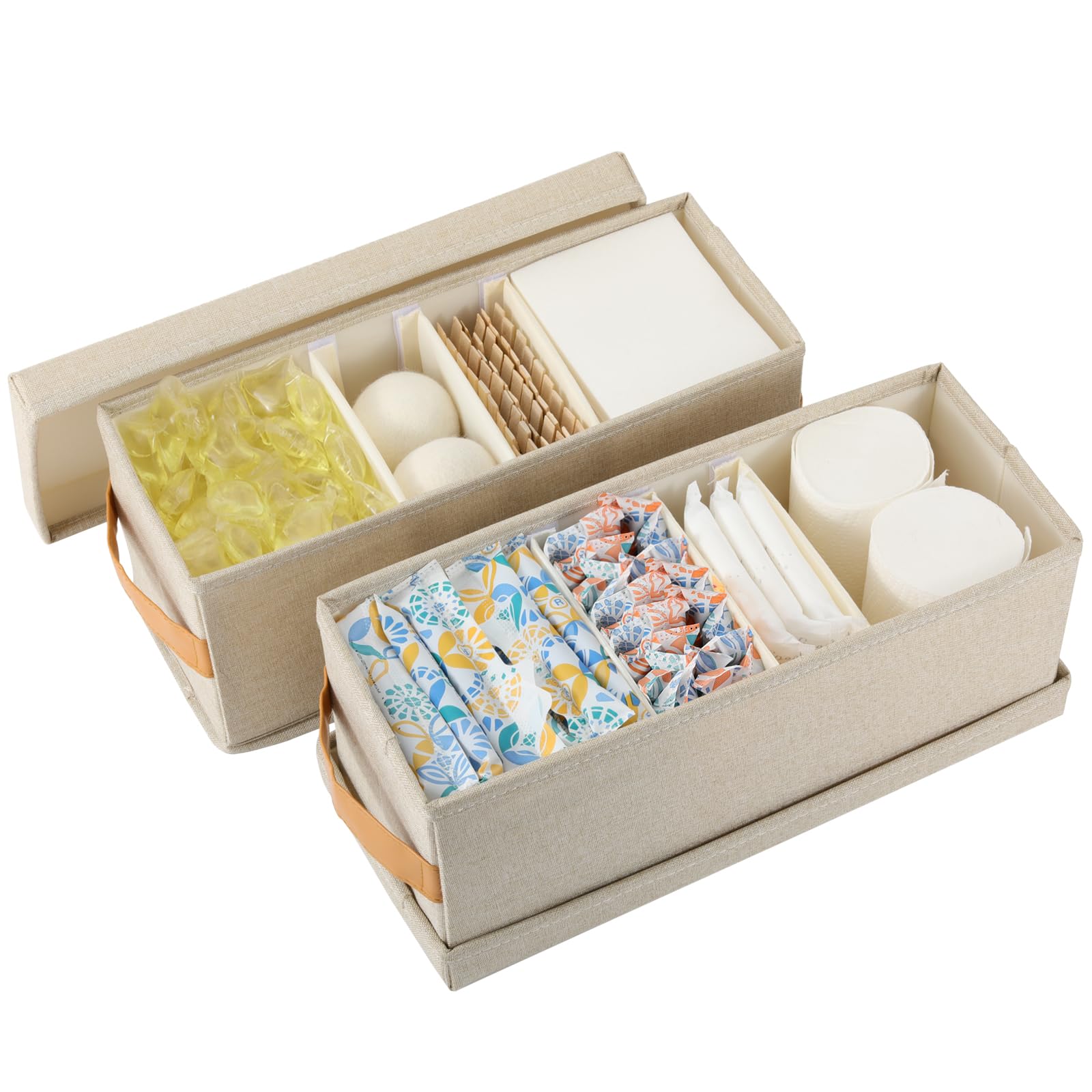 TARSUKA Shark Week Tampon Storage with Lid, 3 Dividers Tampon Holder for Bathroom, Pad organizer for bathroom, Feminine Product Organizer for Dresser, Vanity, Entry Countertop (2)