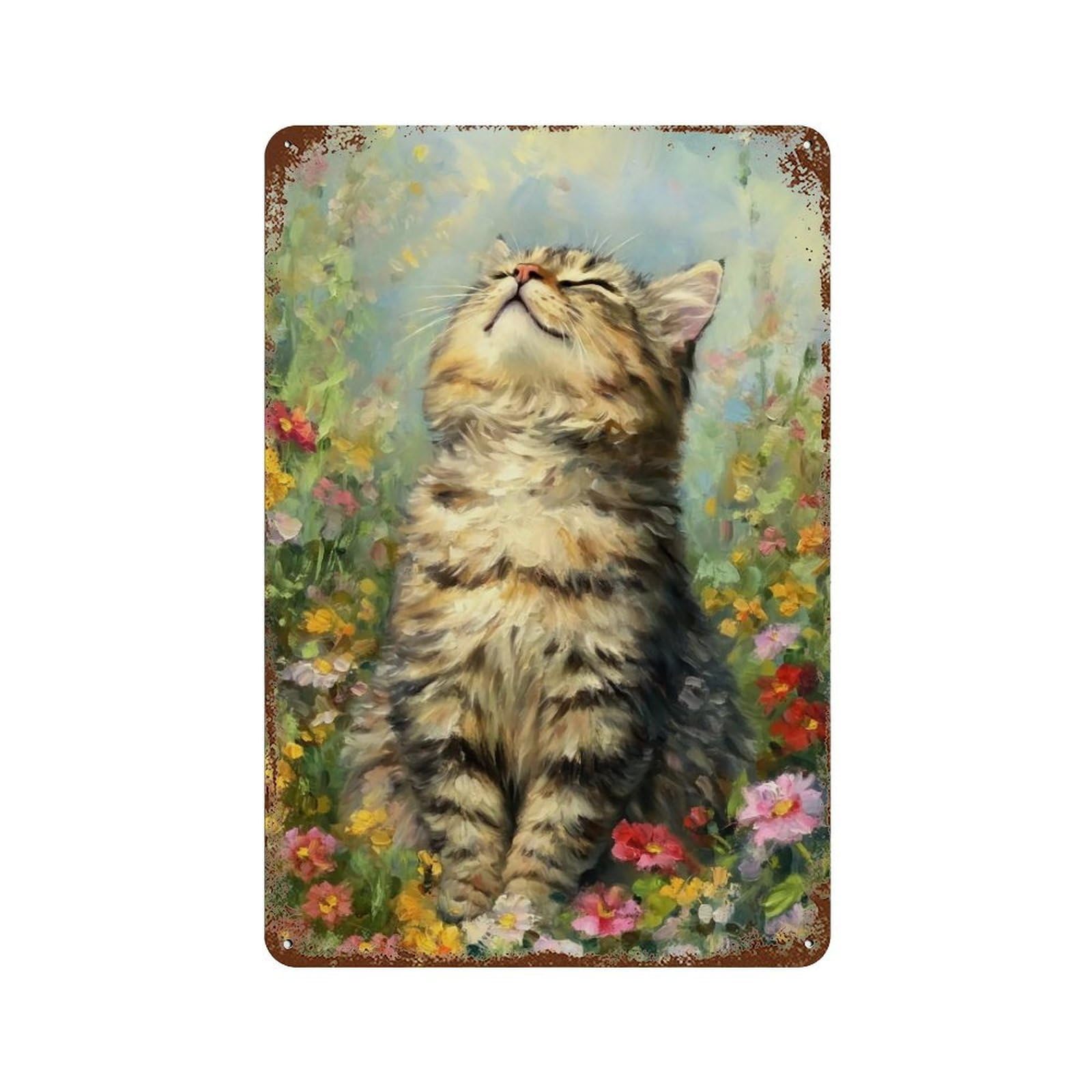 YHGERTKU Blossom & Purr 03 Wall Art Retro Iron Vintage Metal Tin Sign Poster Modern Decor for Living Rooms Gift 30x20cm