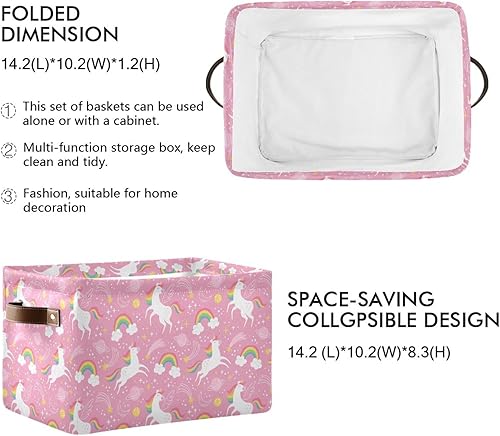 Miniatura 2 de Cesta de almacenamiento plegable de unicornio rosa, cesta de almacenamiento de juguetes, caja organizadora para el hogar, niños, niñas, oficina,
