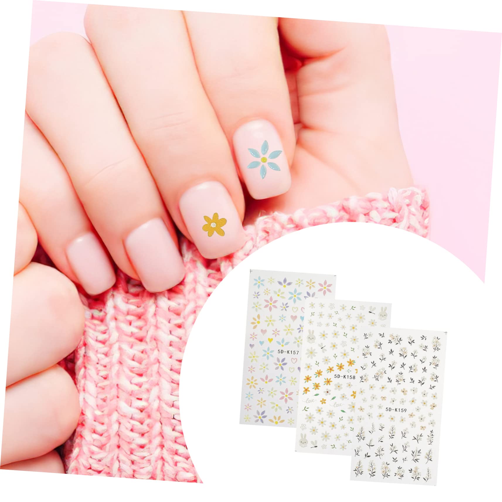 VICASKY 4 set di adesivi per unghie 5D in rilievo, per manicure, per unghie, 3 pezzi x 4