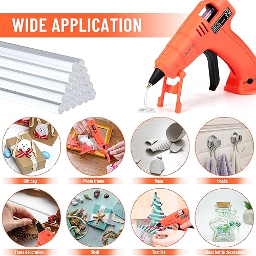 Miniatura 2 de WELLUCK Pistola de pegamento caliente inalámbrica, recargable por USB, mini pistola de pegamento termofusible con 20 barras de pegamento y cable