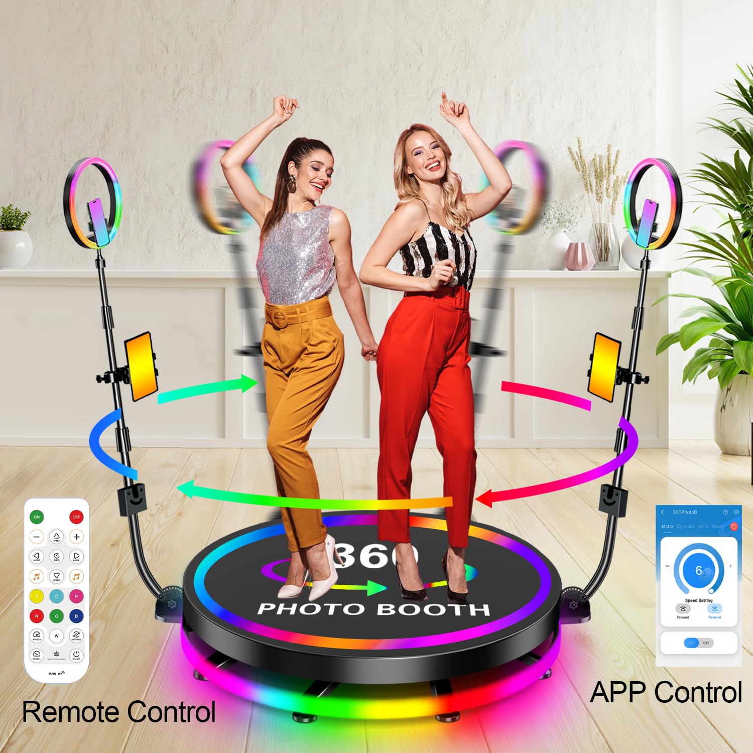 Photomaton 360, 80cm Pro 360 Photo Booth avec Contrôle par APP, Personnalisation Gratuite du Logo, Photobooth 360 Para 1-4 Personas