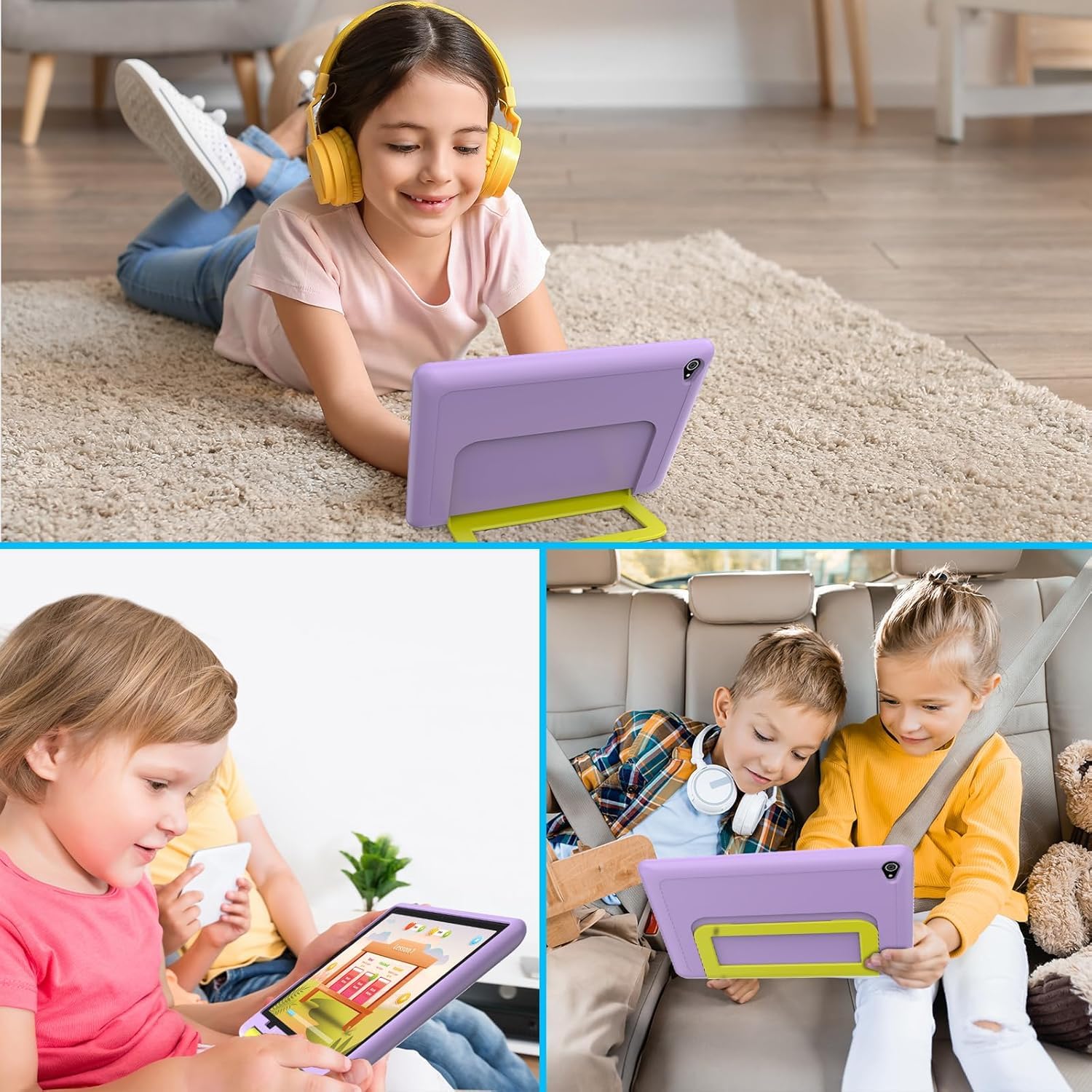 MUISOO 10 Inch Kids Tablet, Android 14 tablet for kids with Octa Core Processor, 8GB RAM 64GB ROM 1TB TF, 5000mAh Battery, WiFi, Bluetooth, Type-C, Kids Tablets with 8+5MP Dual Camera (Purple) — view 4