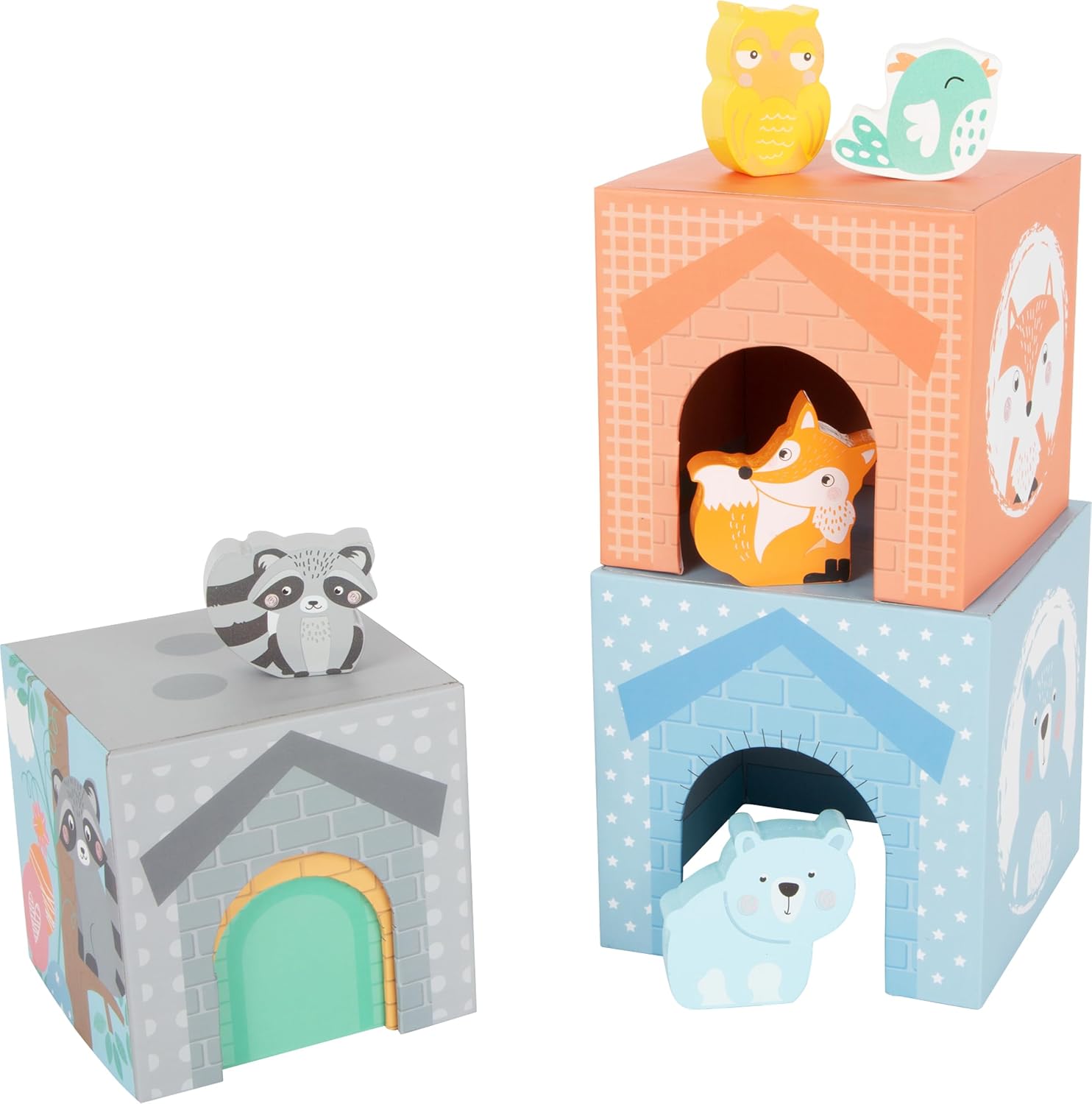 Pastel Animals Stacking Tower by Small Foot – Nesting and Stacking Cups – Building Blocks Develop Fine Motor Skills – Classic 10 Piece Educational Game for Toddlers – Ages 12+ Months