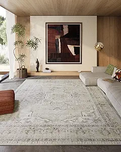 8x10 Area Rugs Washable Rug: Large Living Room Rug Stain Resistant Distressed Vintage Boho Carpet Non Slip Low Pile Faux Wool Soft Rugs for Bedroom Bedside Indoor Farmhouse Kids Playroom Dining Room