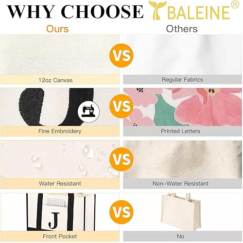 Miniatura 3 de BALEINE Bolsa de lona personalizada con inicial, ecológica, multiusos para mujeres, bolsa de regalo, bolsa de playa