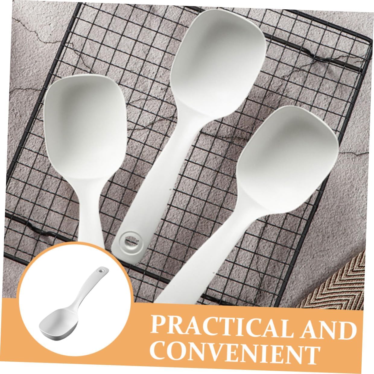 White PP Soup Ladle 4 Piece Set with Long Handle for Serving