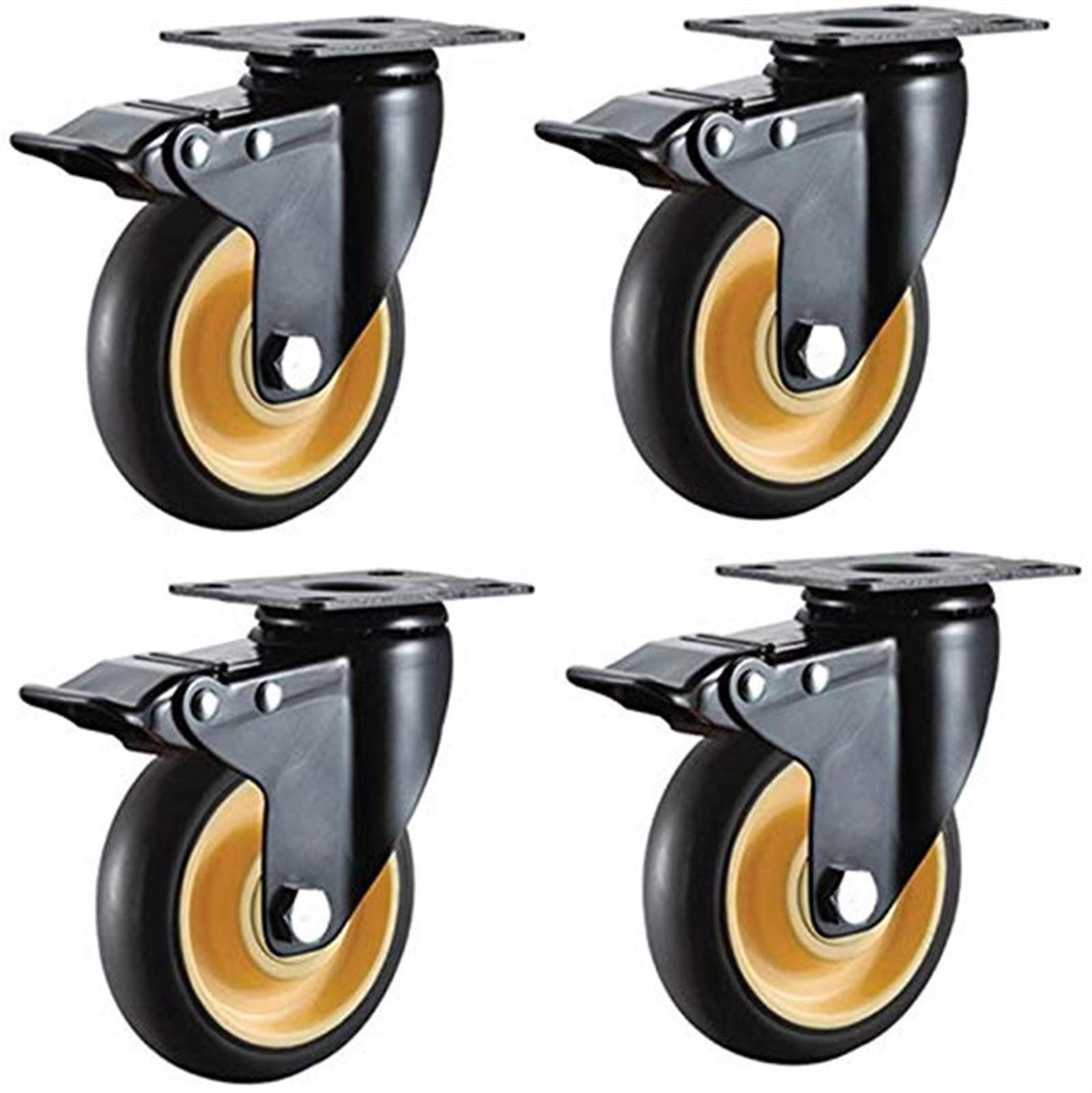 Roulettes de meubles robustes de 3 pouces avec insert universel et frein silencieux