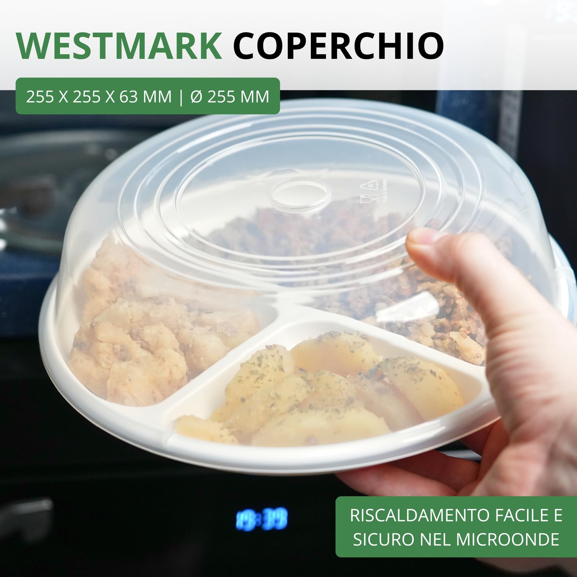 Westmark Coperchio da microonde, rotondo, ø ca. 25 cm, altezza ca. 6,3 cm, plastica, colore: trasparente, 22452270