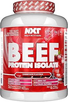 NXT Nutrition Beef Protein Isolate Powder - Protein Powder High in Natural Amino Acids - Paleo, Keto Friendly - Dairy and Gluten Free - Muscle Recovery | 1.8kg | Cherryade