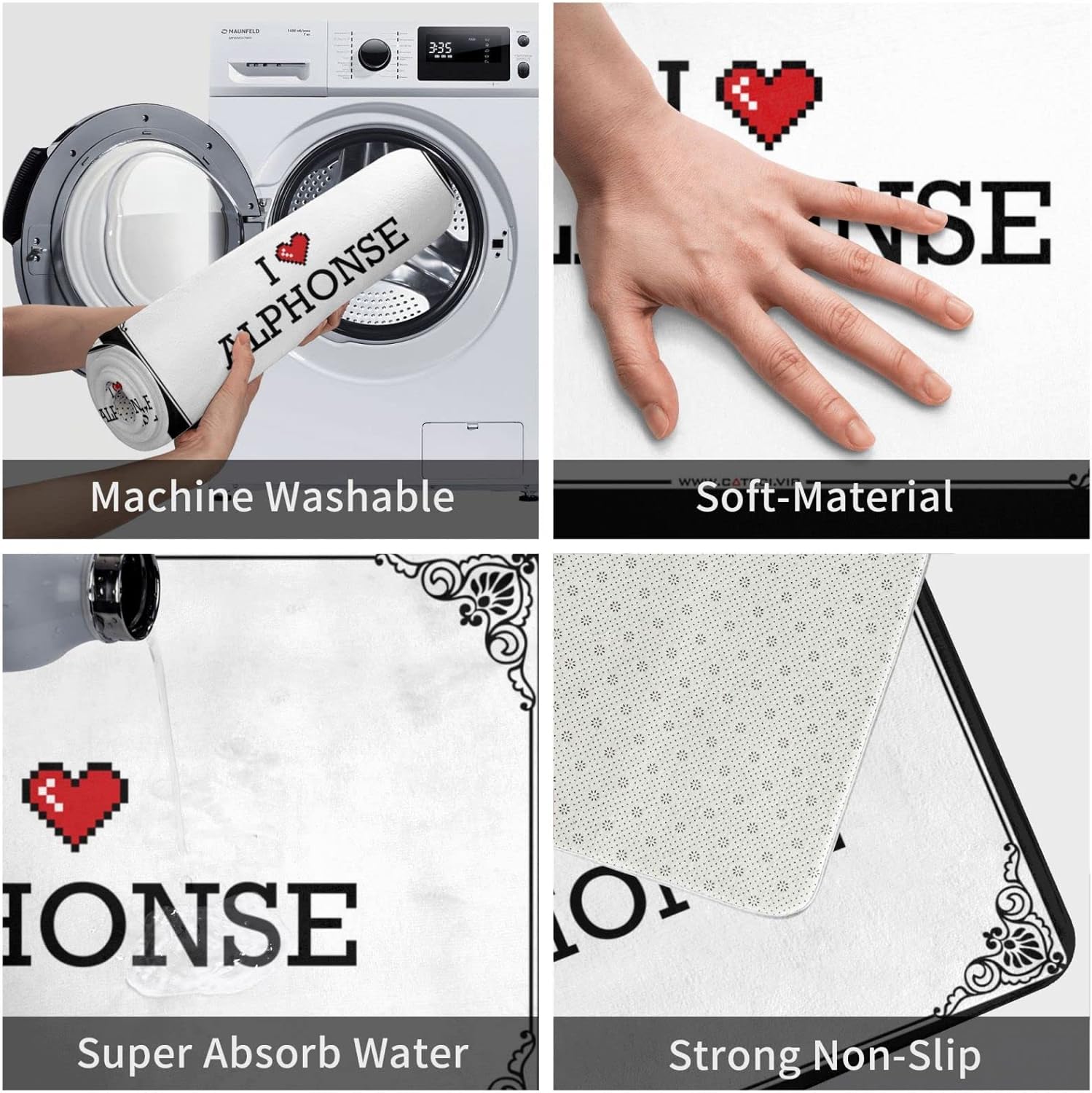 Outdoor Front Door Rug I Love Alphonse Doormat Outdoor Floor Mat Bathroom Rug Sets (Color : Colour, Size : 65X90CM)