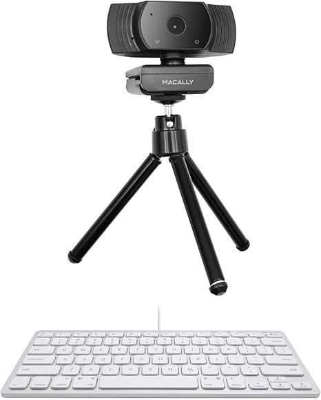 Macally Mini Keyboard and a 1080P Webcam, Designed for Clear Smooth Streaming