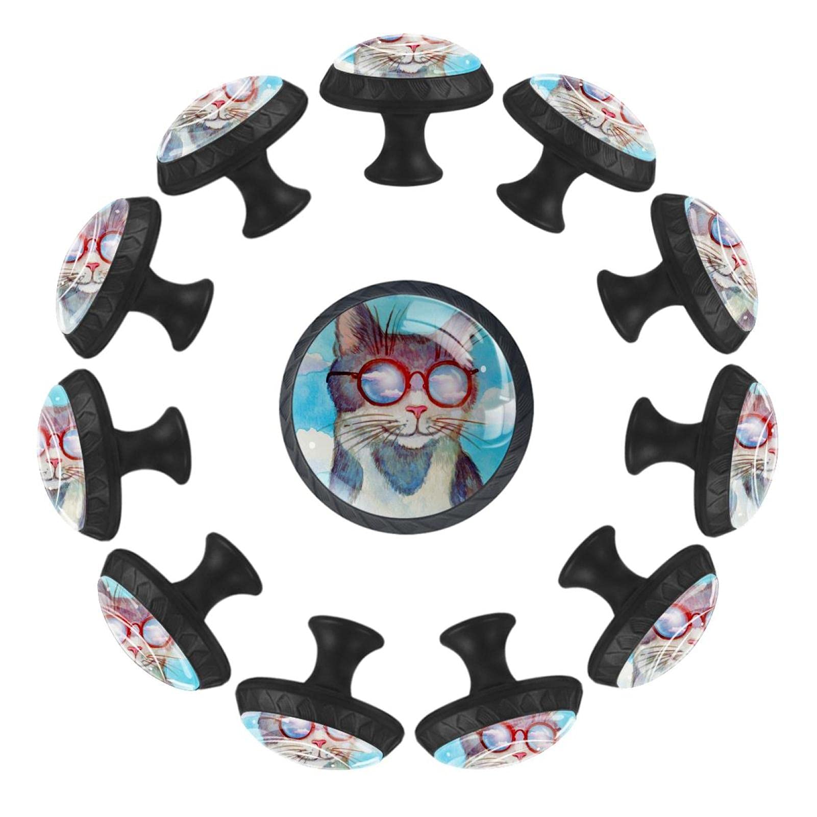 Boutons de tiroir chat lot de 12 poignées de meubles rigolotes pour commode enfant 35mm