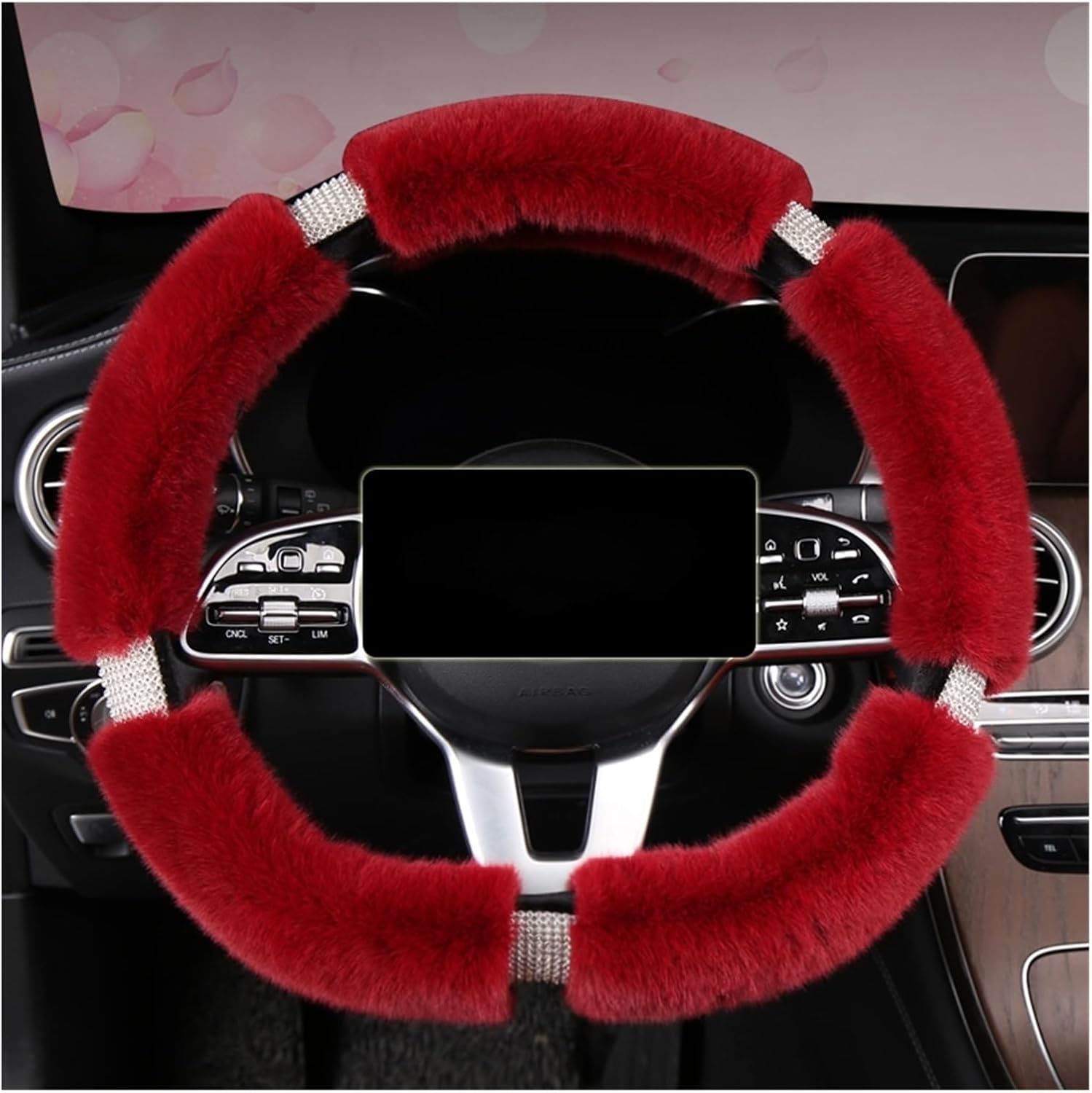 Car Steering Wheel Cover for Volkswagen D Type Car Steering Wheel Cover Plush Car Decoration Comfortable and Breathable (Color : 1#)