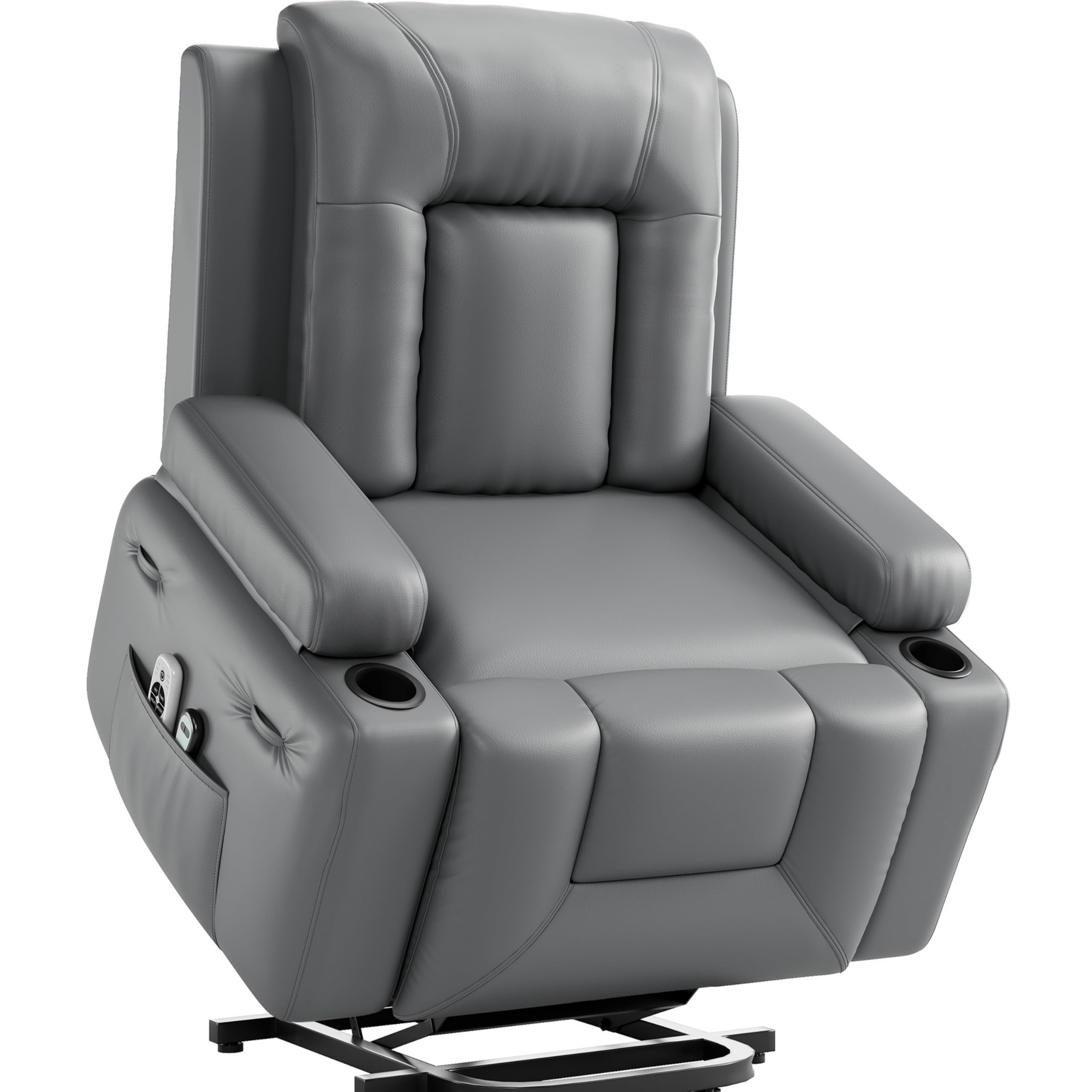 Oversized Power Lift Recliner Chair - Heat and Massage, Faux PU Leather Lift Recliner Chair for the Elderly, Adjustable Back and Legs, Designed for the Elderly and People with mobility impaired