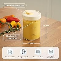 Vista 4 de SOLIGT 4-Pack Soup Freezer Containers with Vented Lids, 24oz Glass Food Storage Jars, Microwave-Safe, Leakproof Meal Prep Jars for Soup, Stew