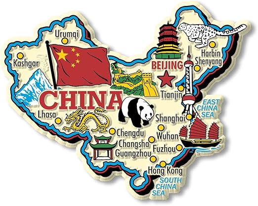 China Jumbo Country Map Magnet by Classic Magnets, Collectible Souvenirs and Gifts Made in The USA