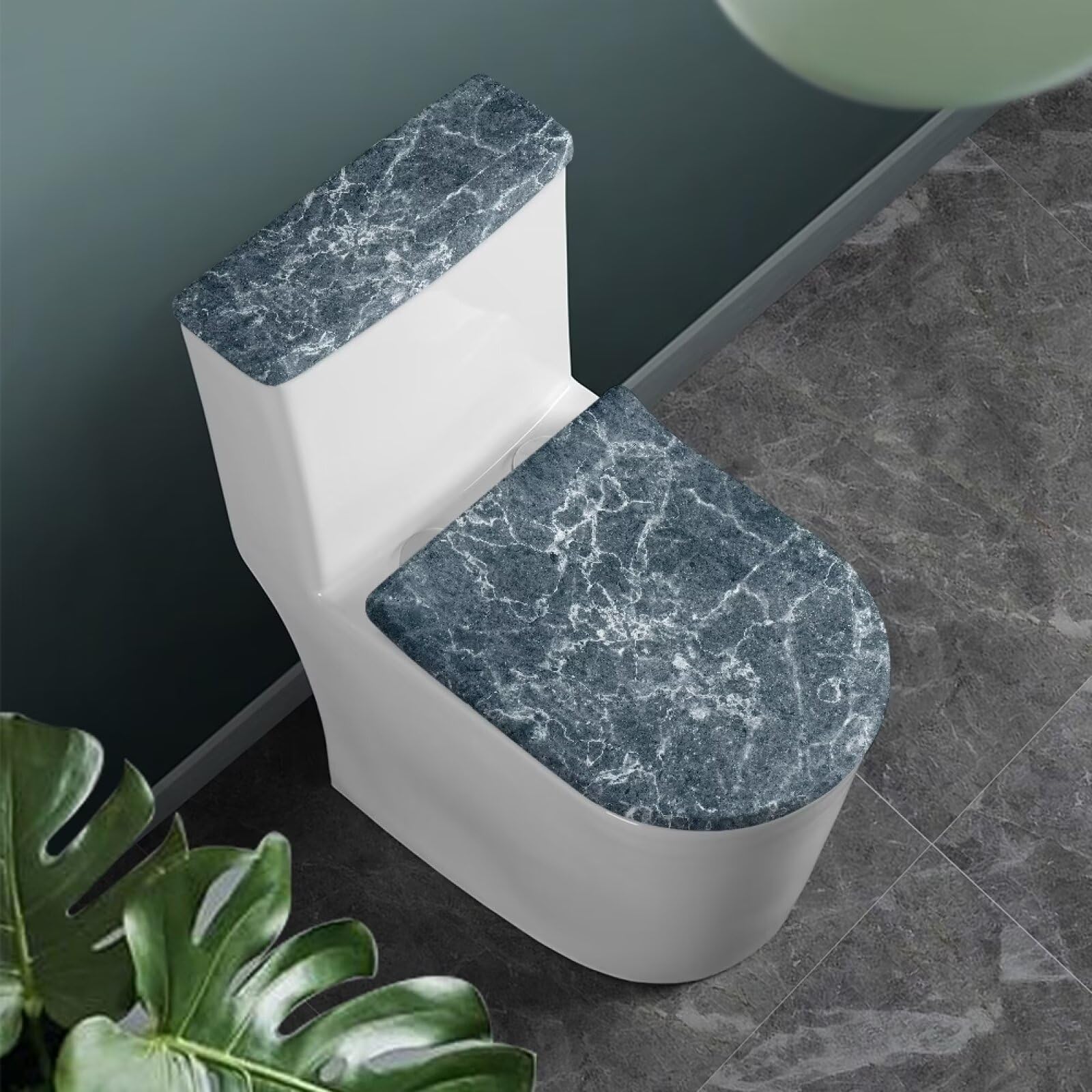 Lot De 2 Housses Pour Abattant De WC Avec Bord Élastique Doré - Protection Anti-Poussière Et Décoration