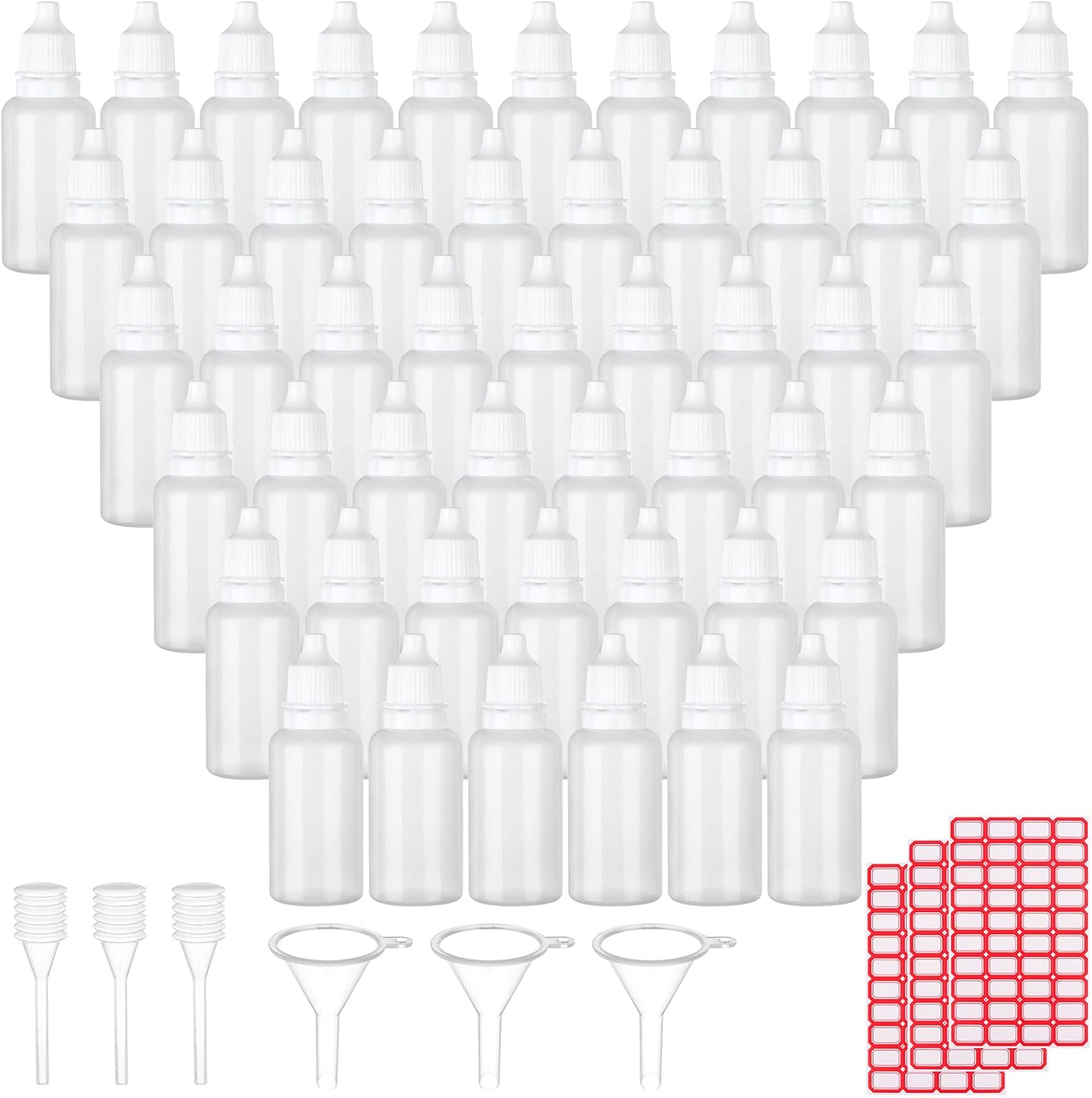 Haishell 50 Pcs 20ml Plastic Dropper Bottles Empty Paint Refillable Squeezable Dropper Bottle