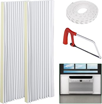 Window Air Conditioner Side Panels Kit, Adjustable Air Conditioner Replacement Screen, Window AC Side Panels Fits Up to 17 x 10 inch, White