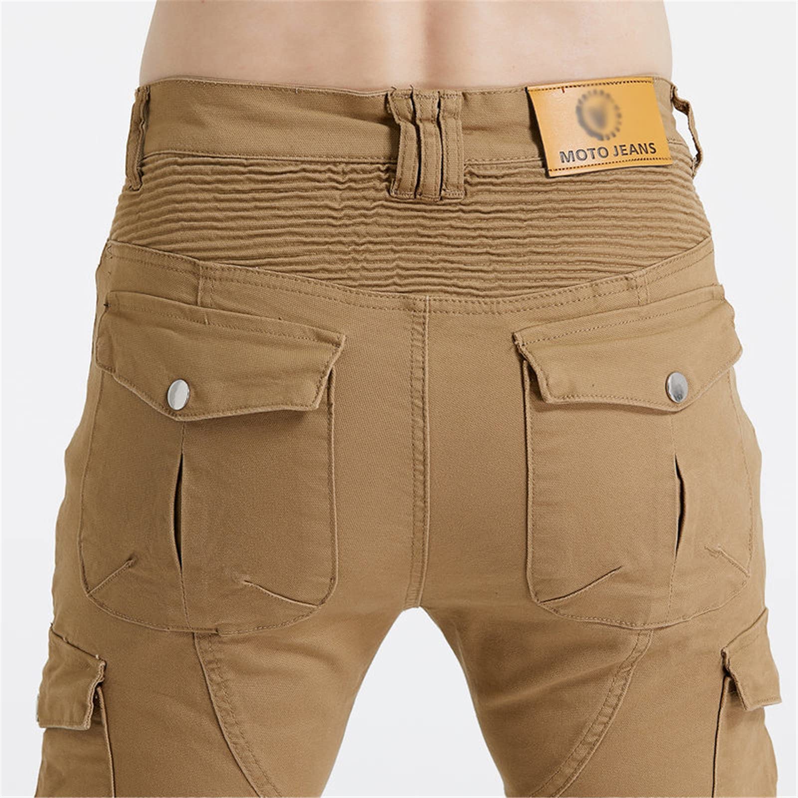 Pantaloni da Moto da Uomo,Moto Biker Jeans Pantaloni Protezione Armature Motorcycle Pants da Ciclismo,Impermeabili Cargo Pantaloni da Corsa (Cachi,2XL)