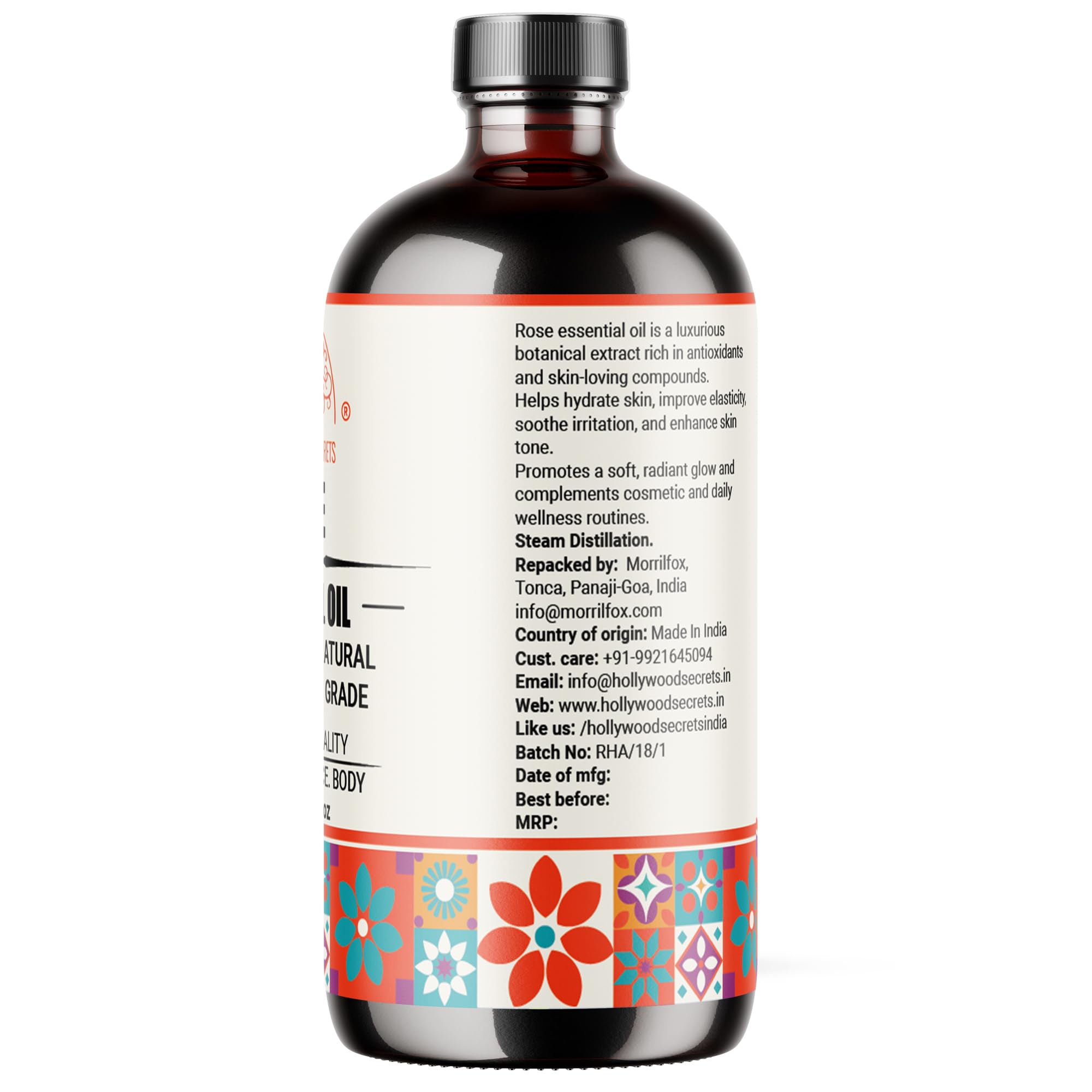 Hollywood Secrets Pure Rose Essential Oil Therapeutic Grade 50ml 1