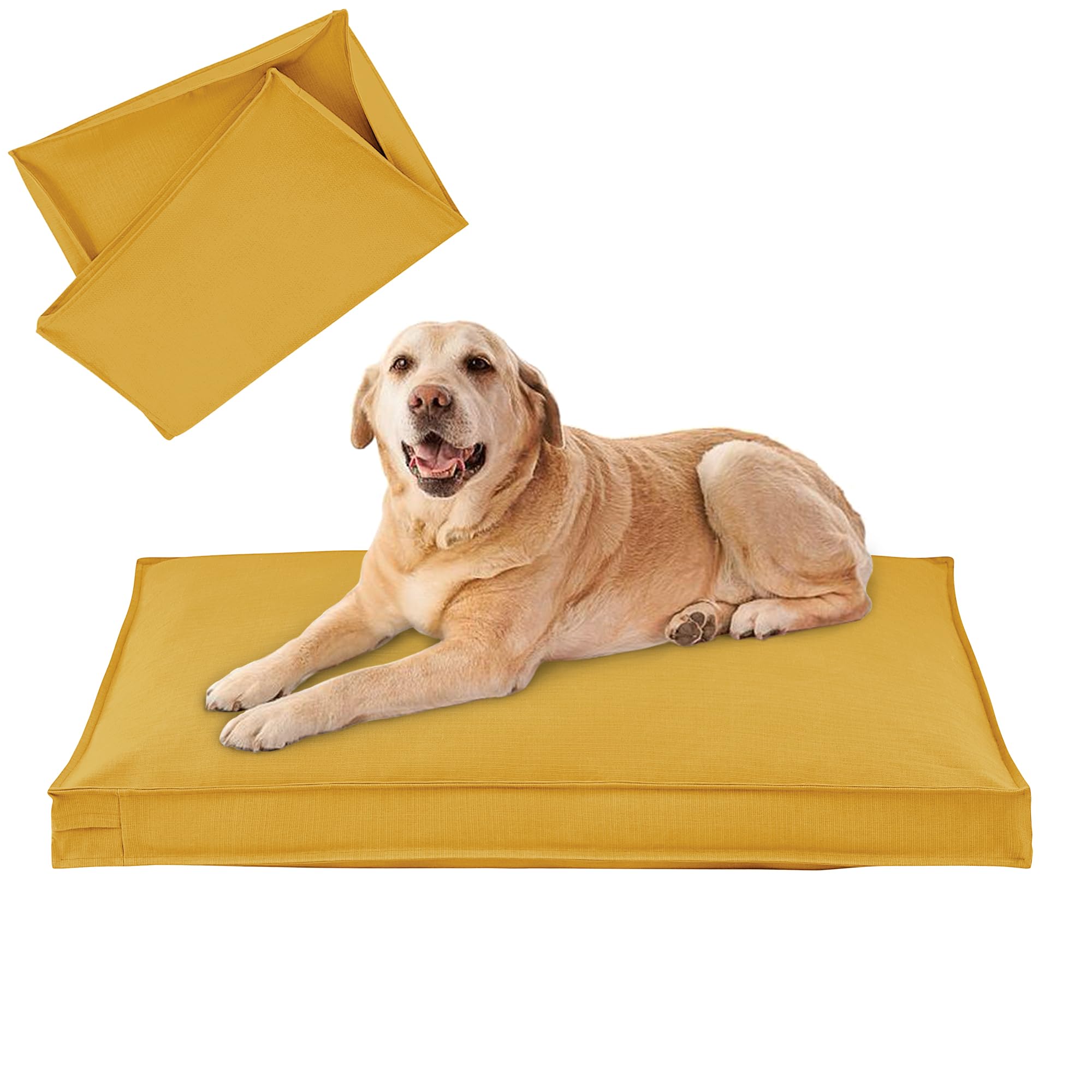 TOPLUXE Dog Bed Cover, Waterproof Dog Mattress Cover With Zipper, Washable Removable Pet Bed Protector for Dogs Cats (111x80x7.5 cm, Yellow)