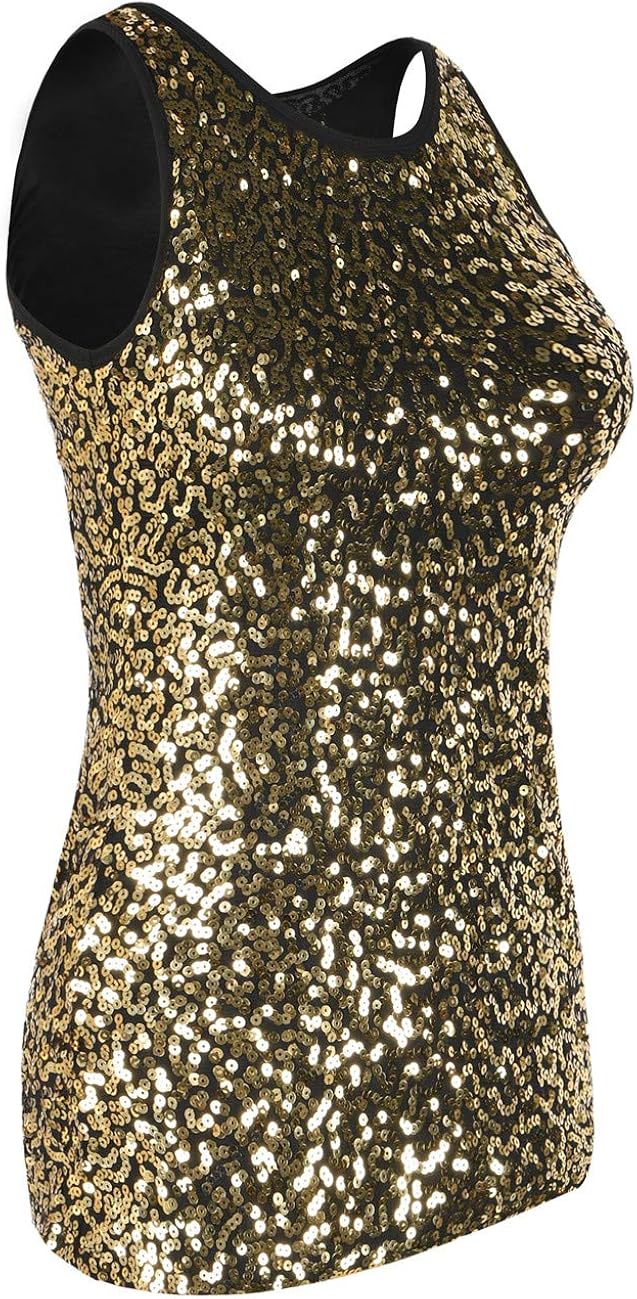 gold sequin sleeveless top