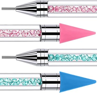 2 PCS Diamond Art Pens, No Wax Needed Self-Stick Drill Pens for DIY Crafts Painting, Cross-Stitch, Nail Art Pink+Blue