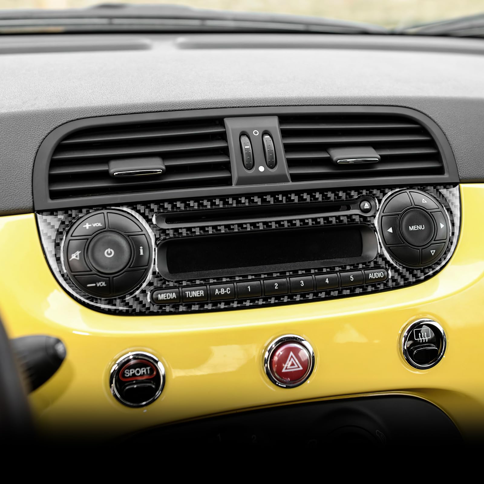KUNGKIC Adesivi Decorativi In Fibra Di Carbonio Per Fiat 500 (2008-15) E Abarth 595/695 - Rosso, Accessori Interni Auto Per Uscite Aria E Telaio