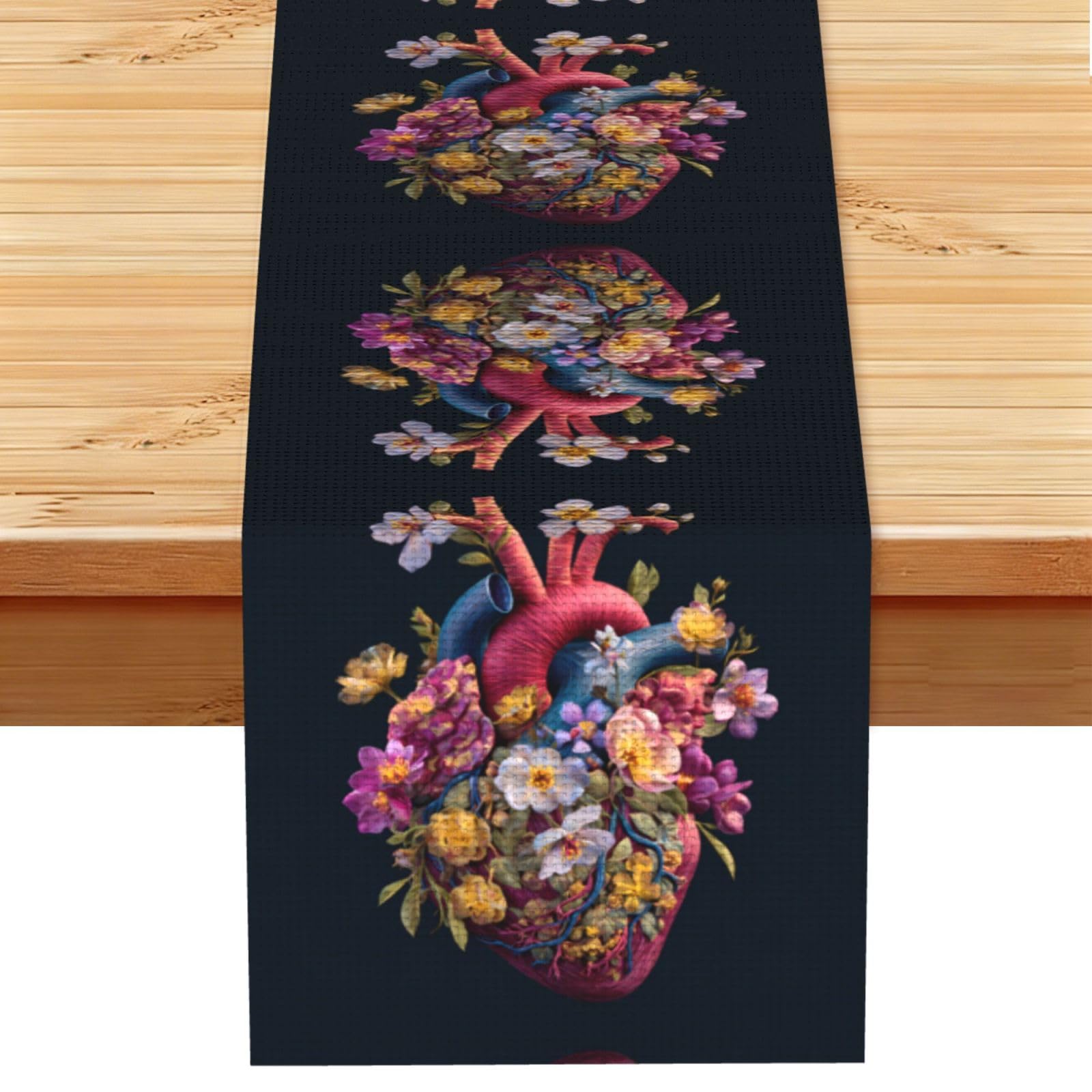 Love blossoms Linen Feel Table Runner Wedding Party Home Decoration