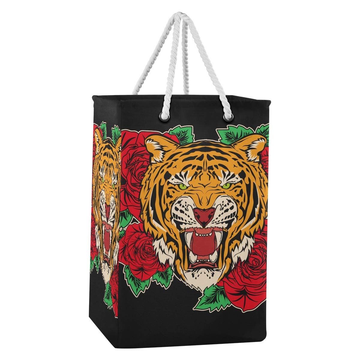 Tiger Rose Premium großer Wäschesack, freistehend, zusammenklappbar, mit Tragegriffen